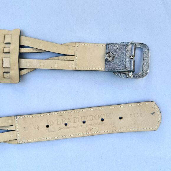 Leatherock USA Silver Studded 4-Strand Genuine Leather Handmade Hip Belt XL/38” - Picture 5 of 8